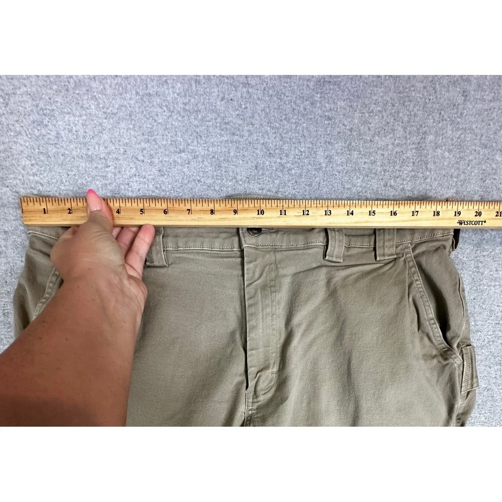 Duluth Flex Firehouse Cargo Pants Mens 42x32 Khaki Relaxed Fit Canvas Workwear